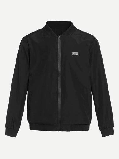 Men Elastic Trim Bomber Jacket - styleflea