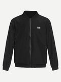 Men Elastic Trim Bomber Jacket - styleflea