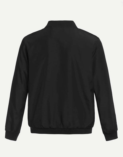 Men Elastic Trim Bomber Jacket - styleflea