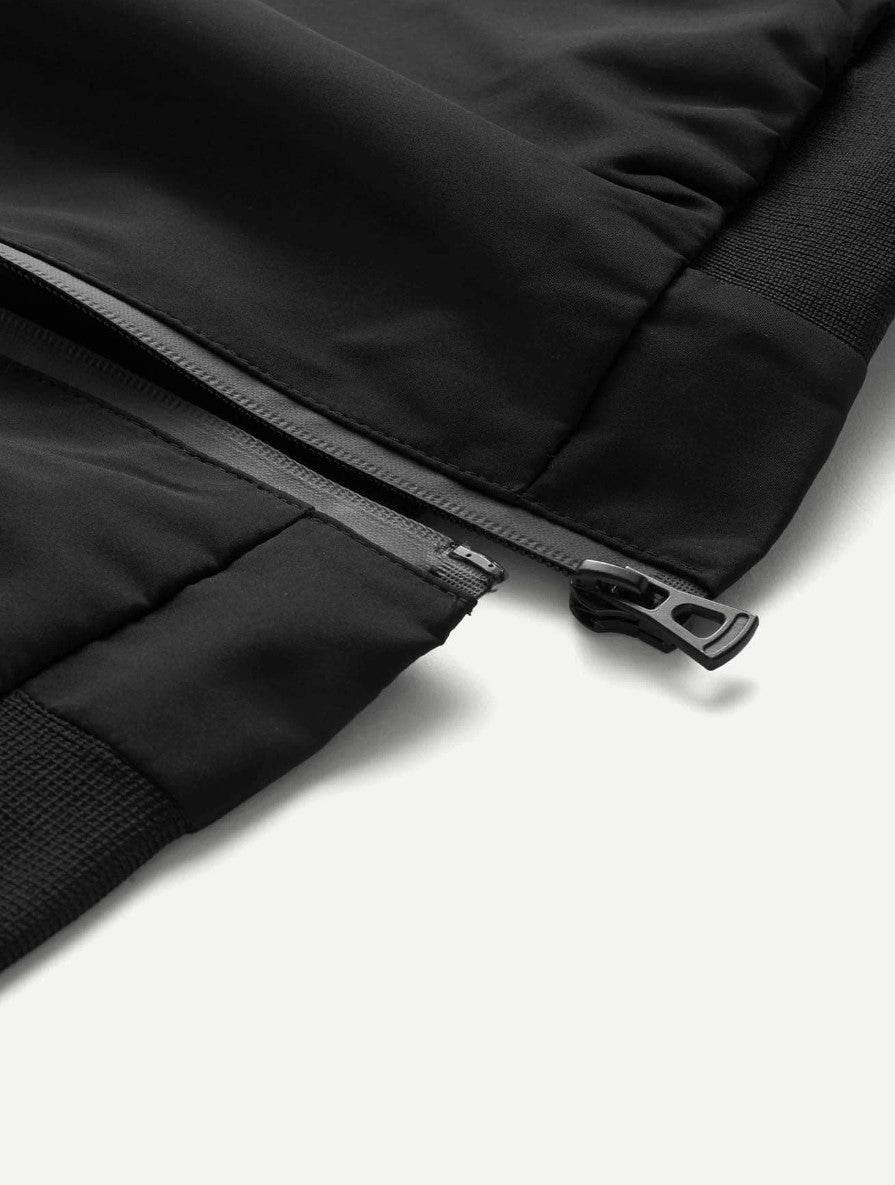 Men Elastic Trim Bomber Jacket - styleflea