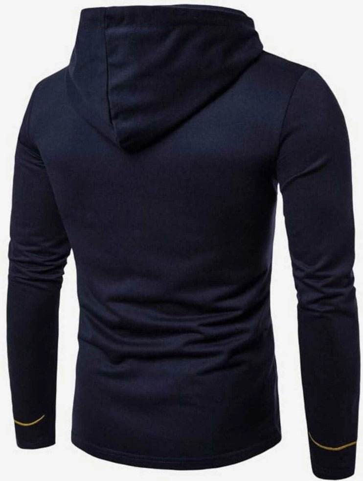 Men Embroidery Asymmetric Hem Hooded Coat - styleflea