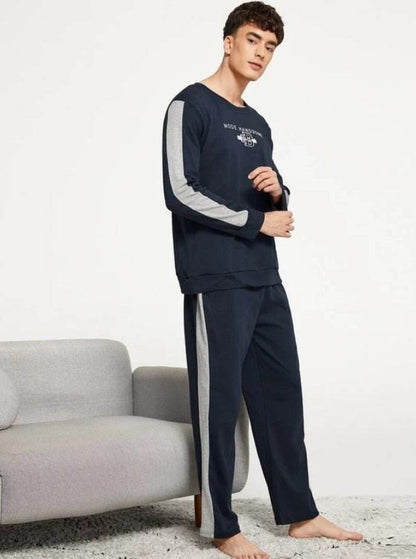 Men Letter Embroidered Pajama Set - styleflea