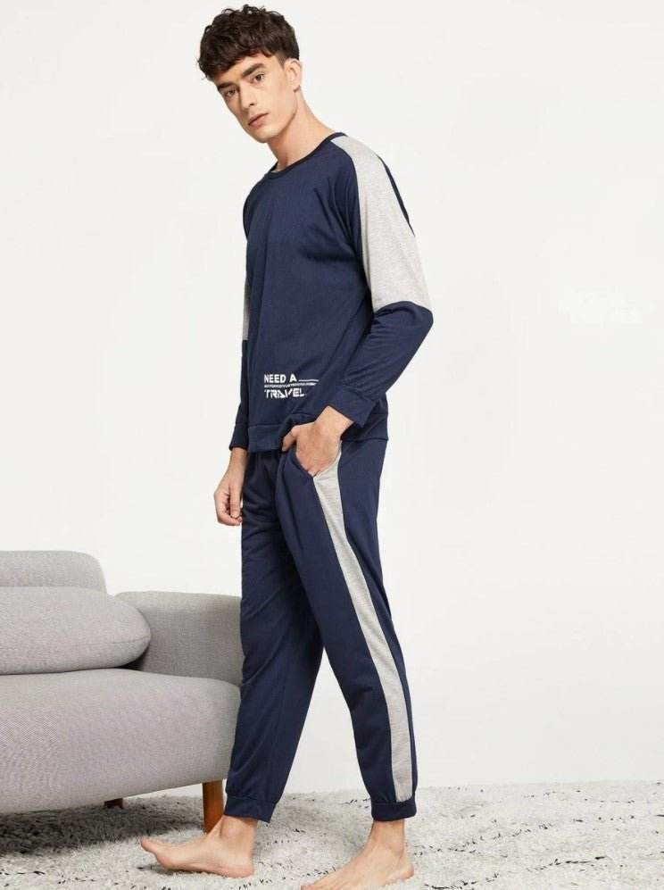Men Letter Print Pajama Set - styleflea