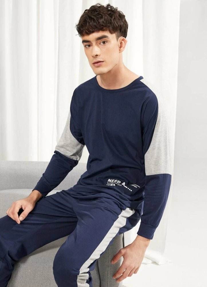 Men Letter Print Pajama Set - styleflea
