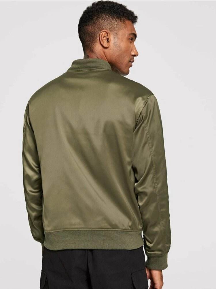 Men Patched Detail Zip Up Bomber Jacket - styleflea