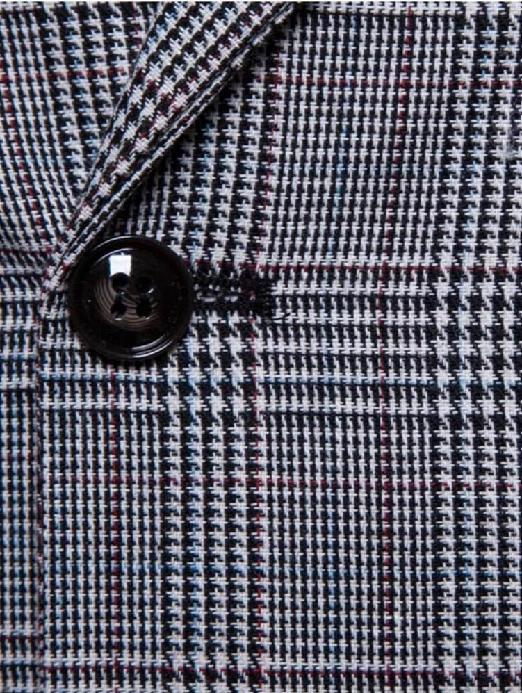 Men Plaid Double Breasted Pointed Darker Grey (ONLY VEST/NO SHIRT & TIE ) - styleflea