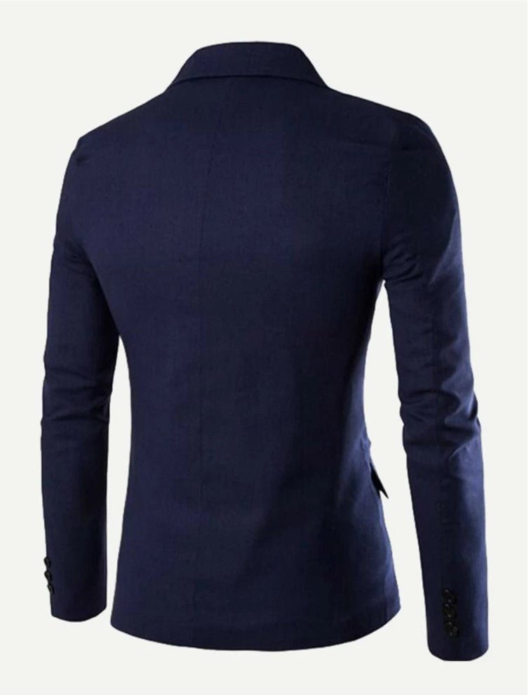 Men Plain Single Button Blazer - styleflea