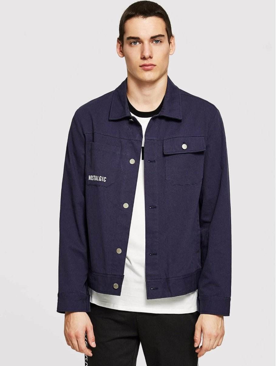 Men Pocket & Button Front Collar Jacket - styleflea