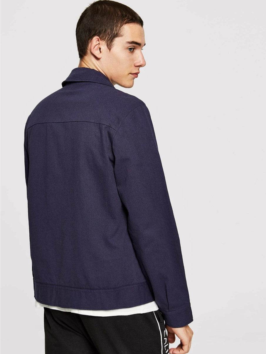 Men Pocket & Button Front Collar Jacket - styleflea