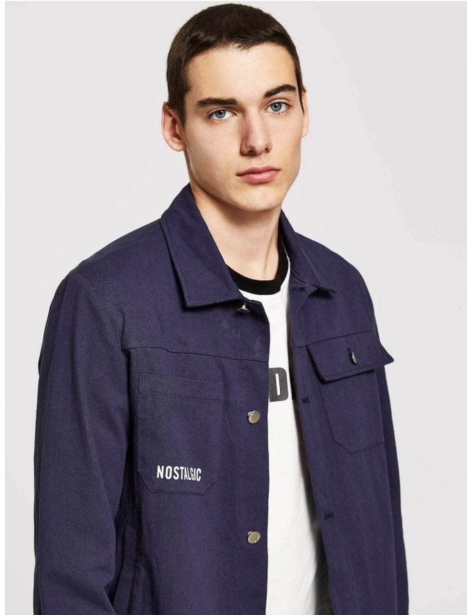 Men Pocket & Button Front Collar Jacket - styleflea