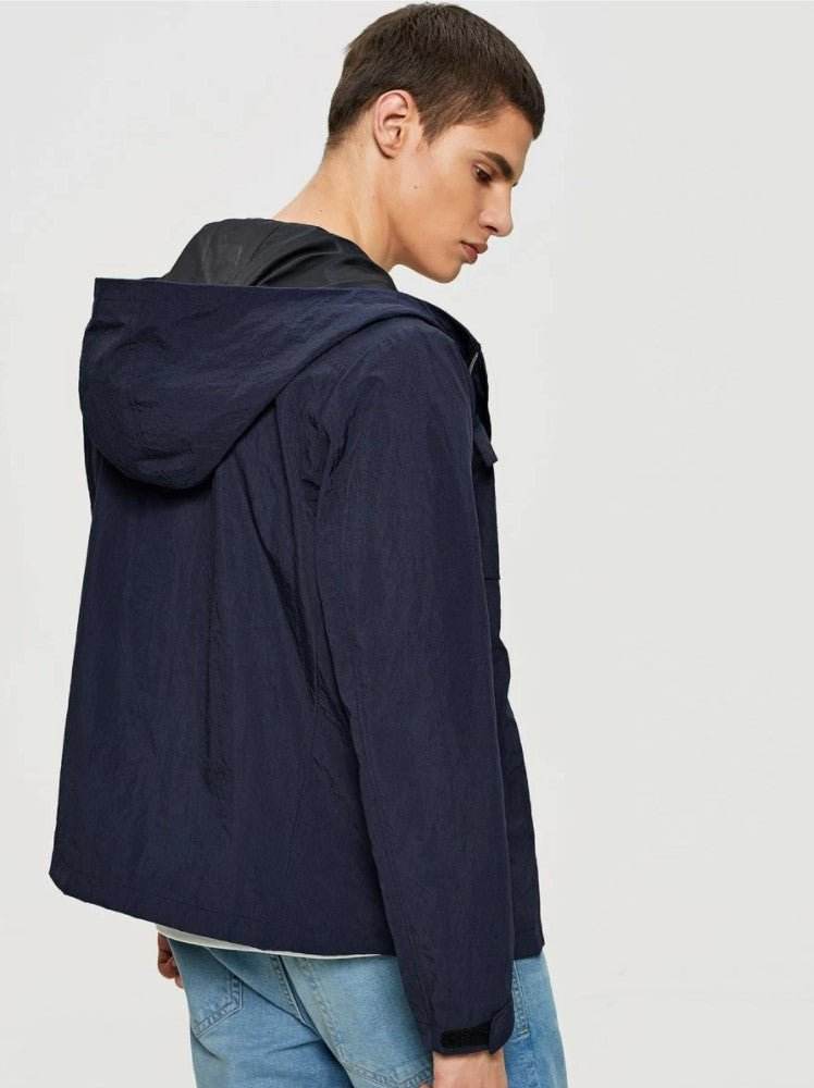 Men Pocket Detail Zip Up Hooded Jacket - styleflea