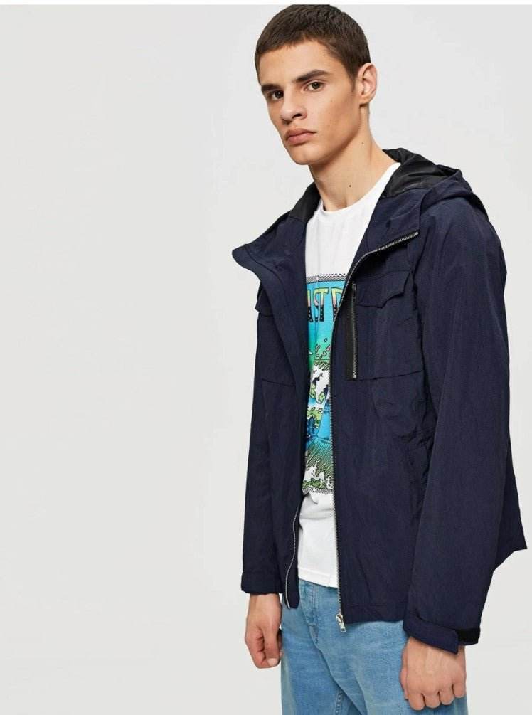Men Pocket Detail Zip Up Hooded Jacket - styleflea