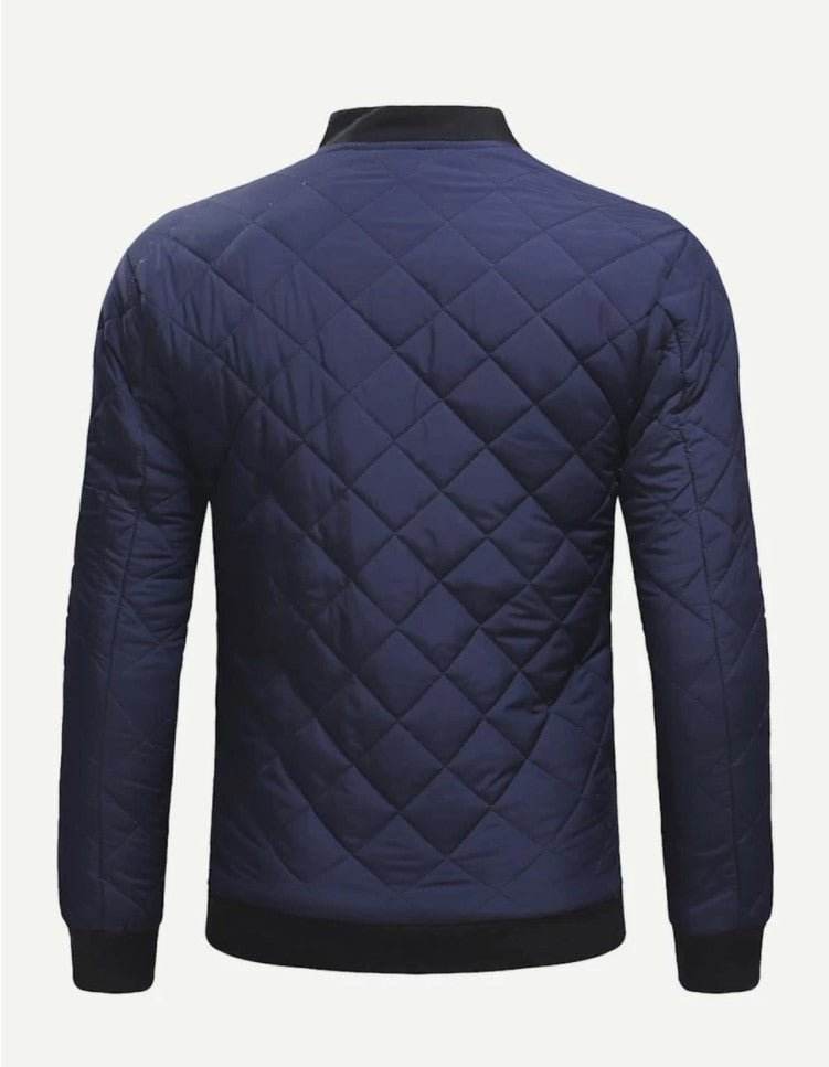 Men Quilted Solid Bomber Jacket - styleflea