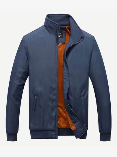 Men Solid Contrast Lined Jacket - styleflea