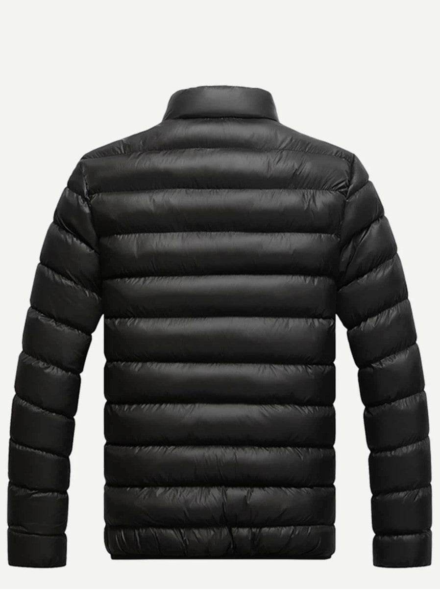 Men Solid Stand Neck Padded Coat - styleflea