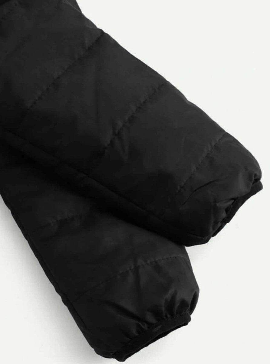 Men Solid Stand Neck Padded Coat - styleflea