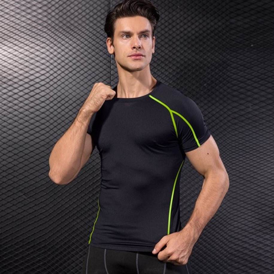 Men Workout Gym T-shirts High Elastic Quick Dry Running Set - styleflea