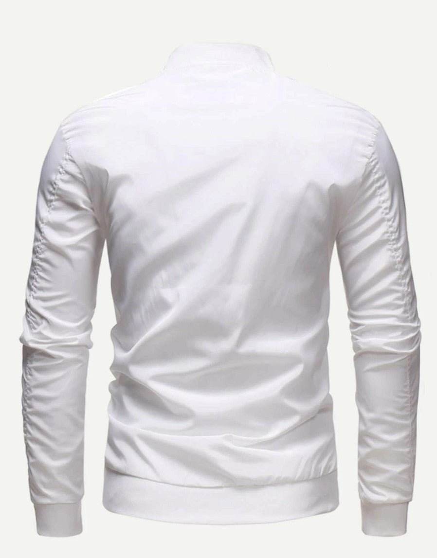 Men Zip Decoration Plain Jacket - styleflea