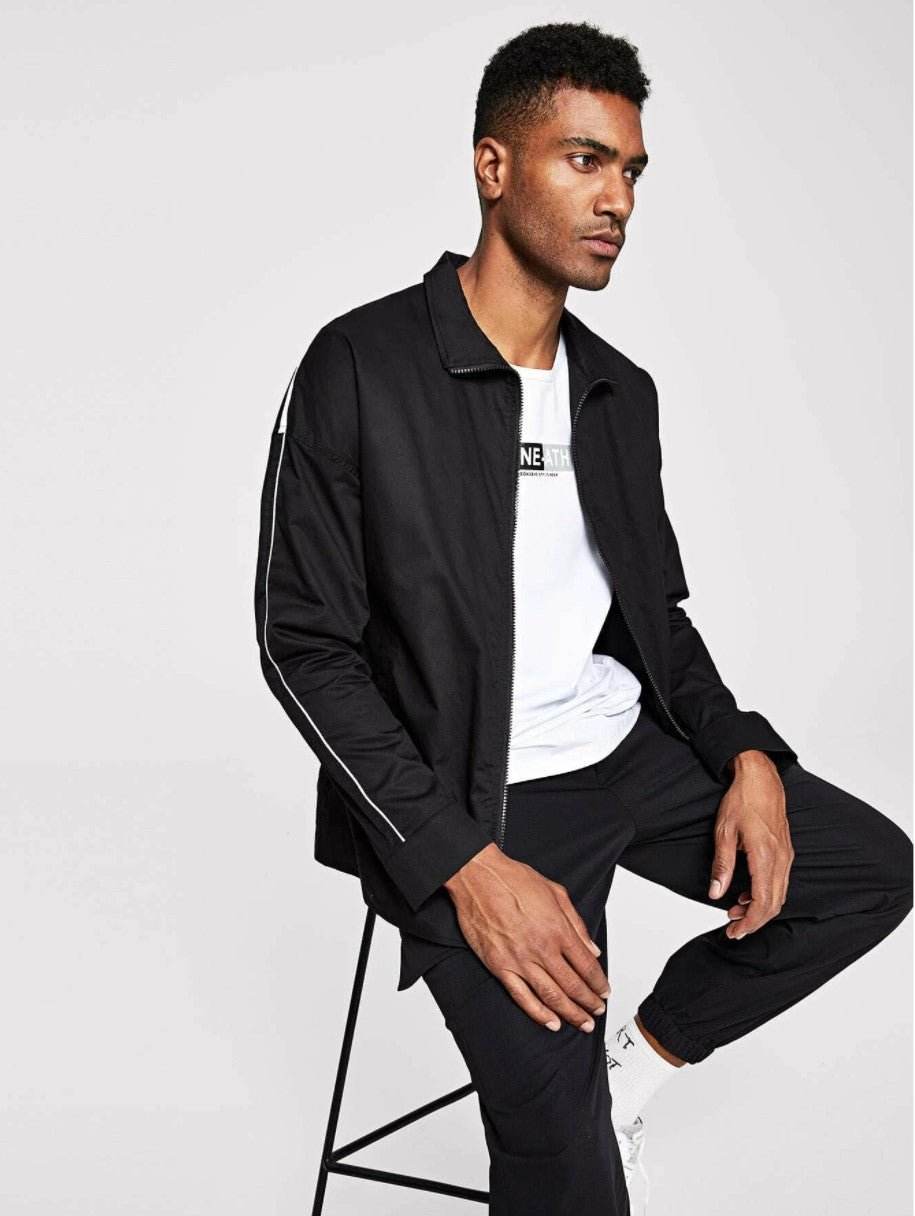 Men Zip Front Collar Jacket - styleflea