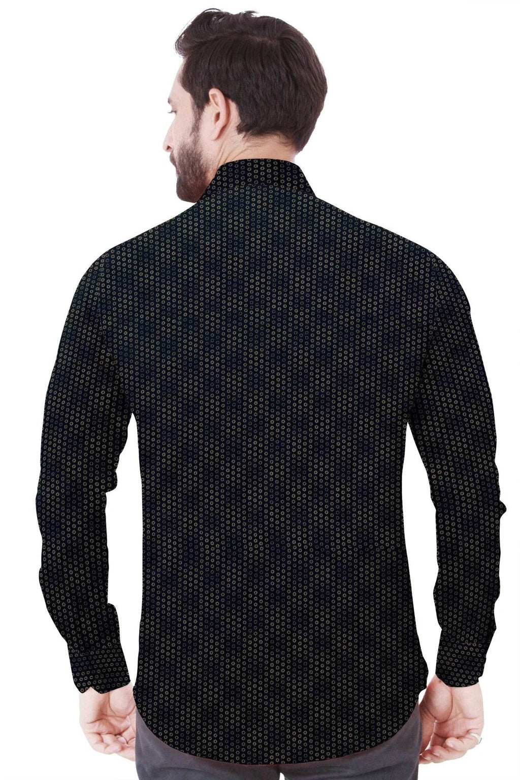 Men's Black Printed Cotton Shirt - styleflea