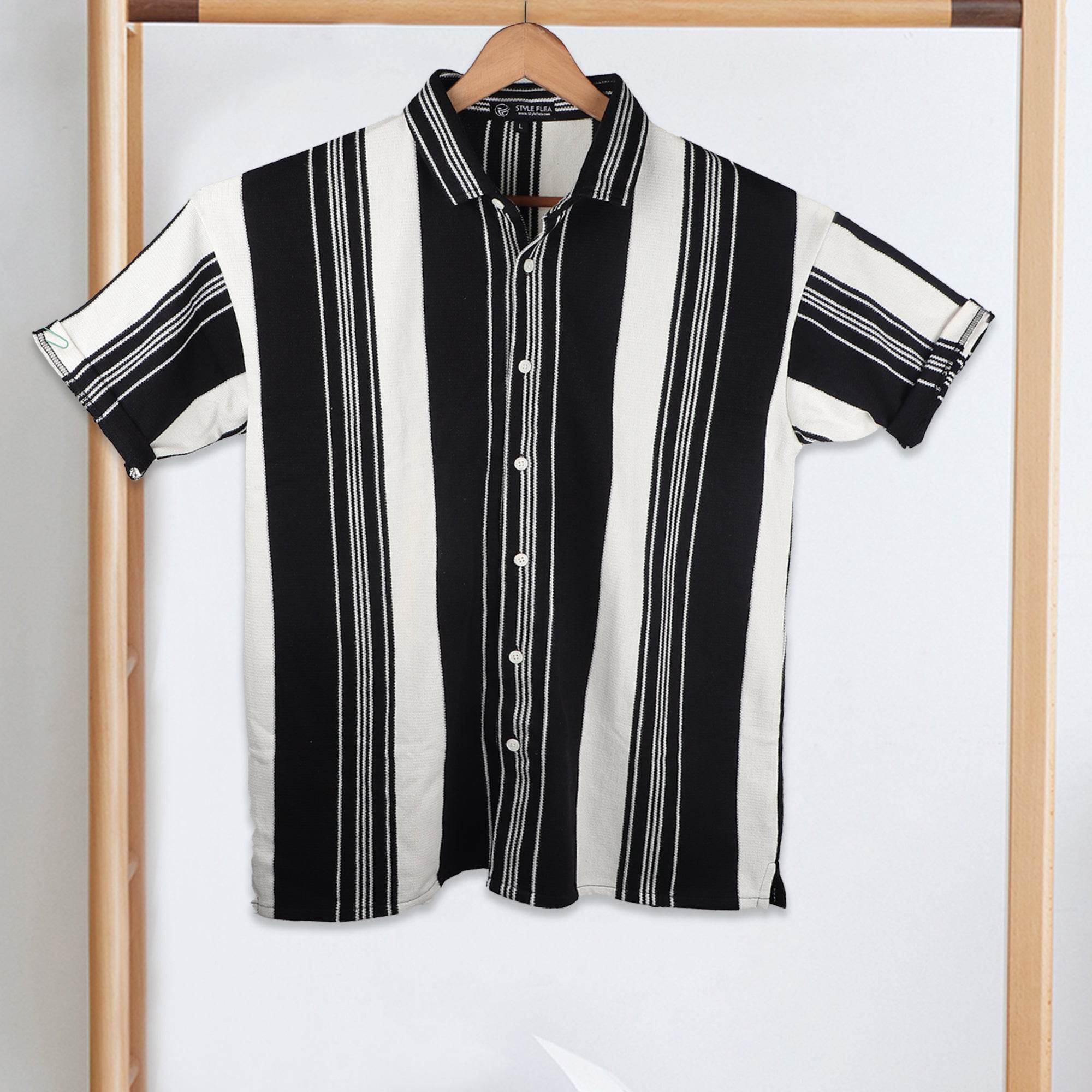 Black Urban Stripe Knit Shirt - styleflea