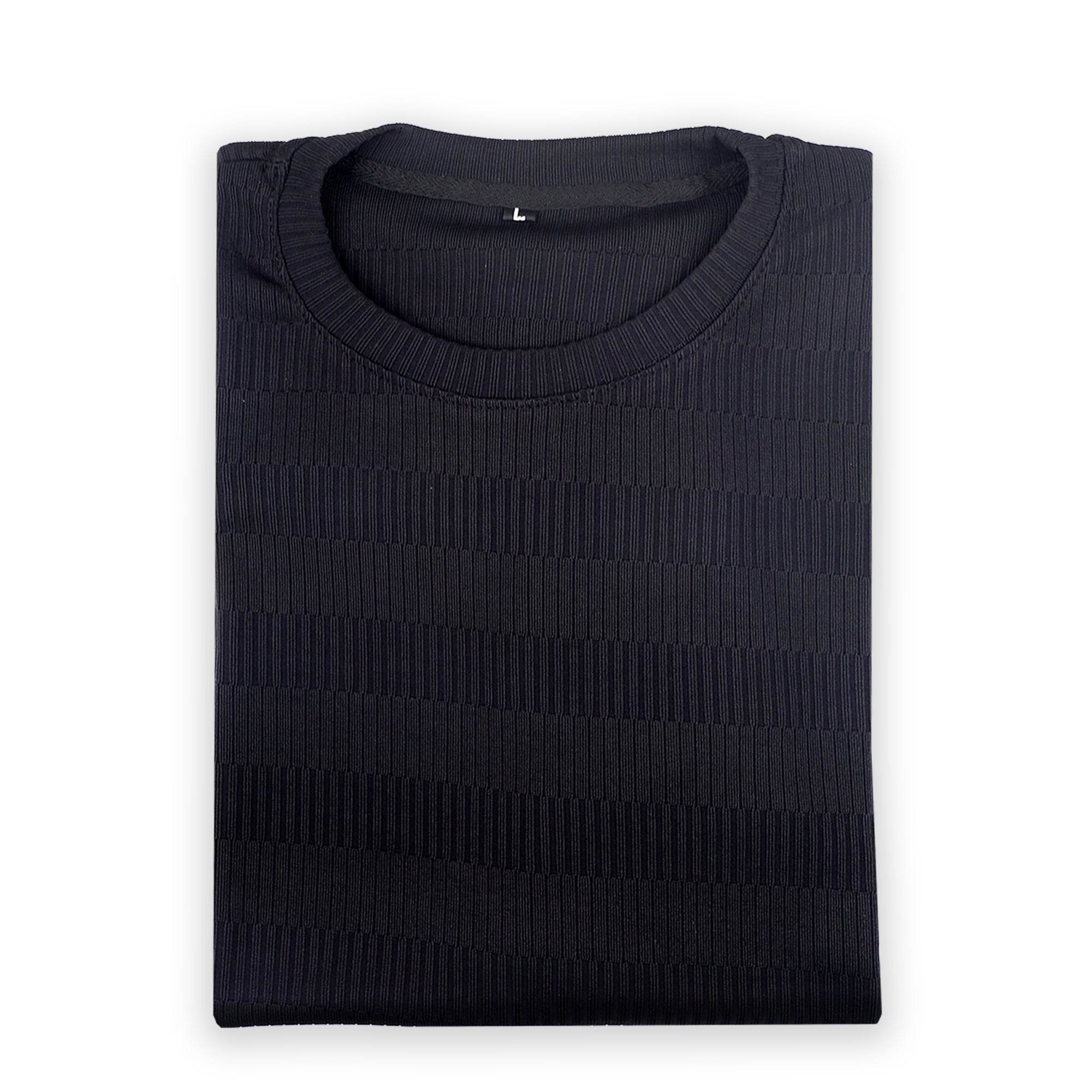 Black Ribbed Oversized T-Shirt - Textured Edition - styleflea
