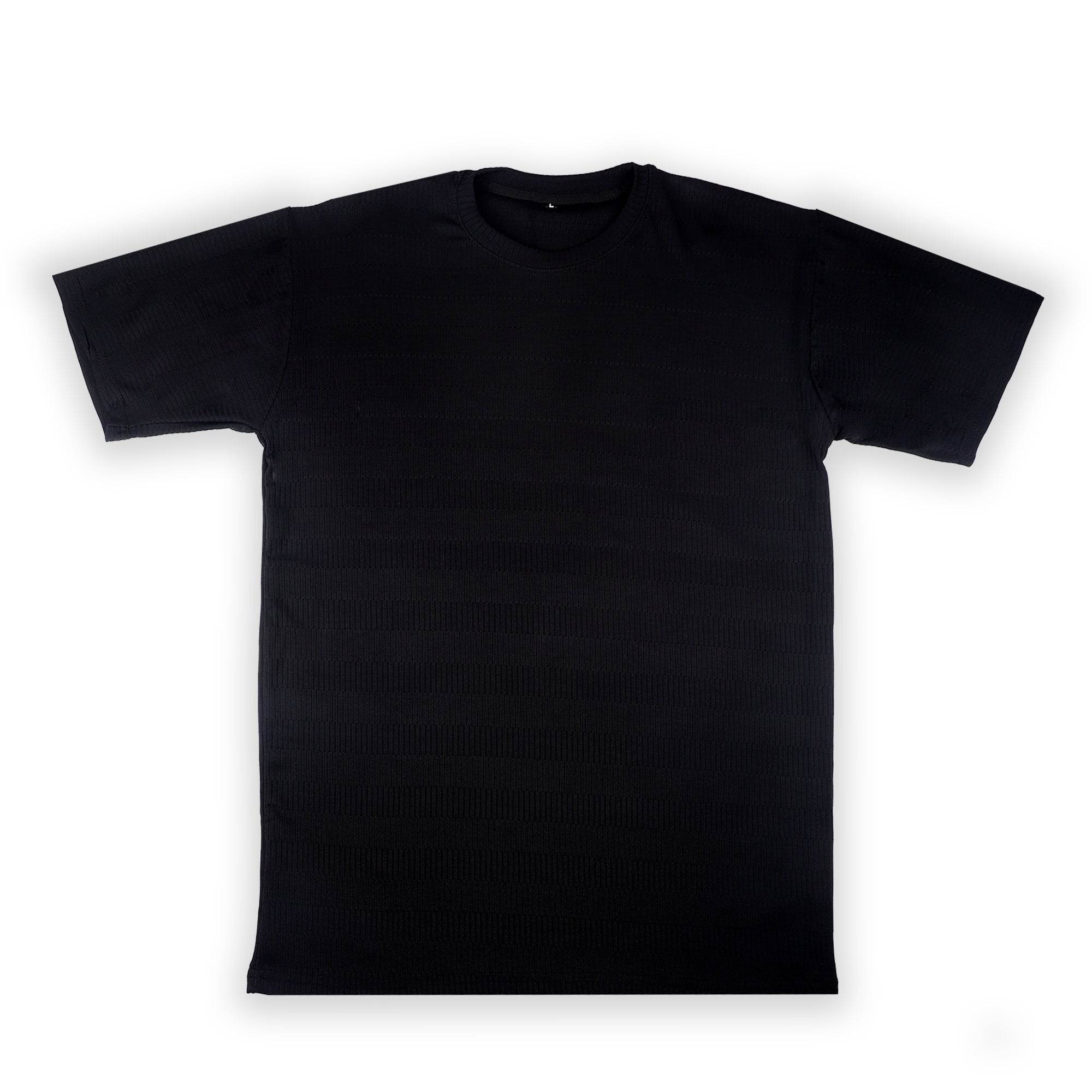 Black Ribbed Oversized T-Shirt - Textured Edition - styleflea