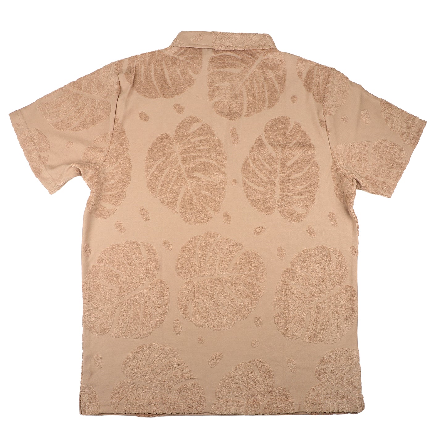 Beige Men Leaf Pattern Polo