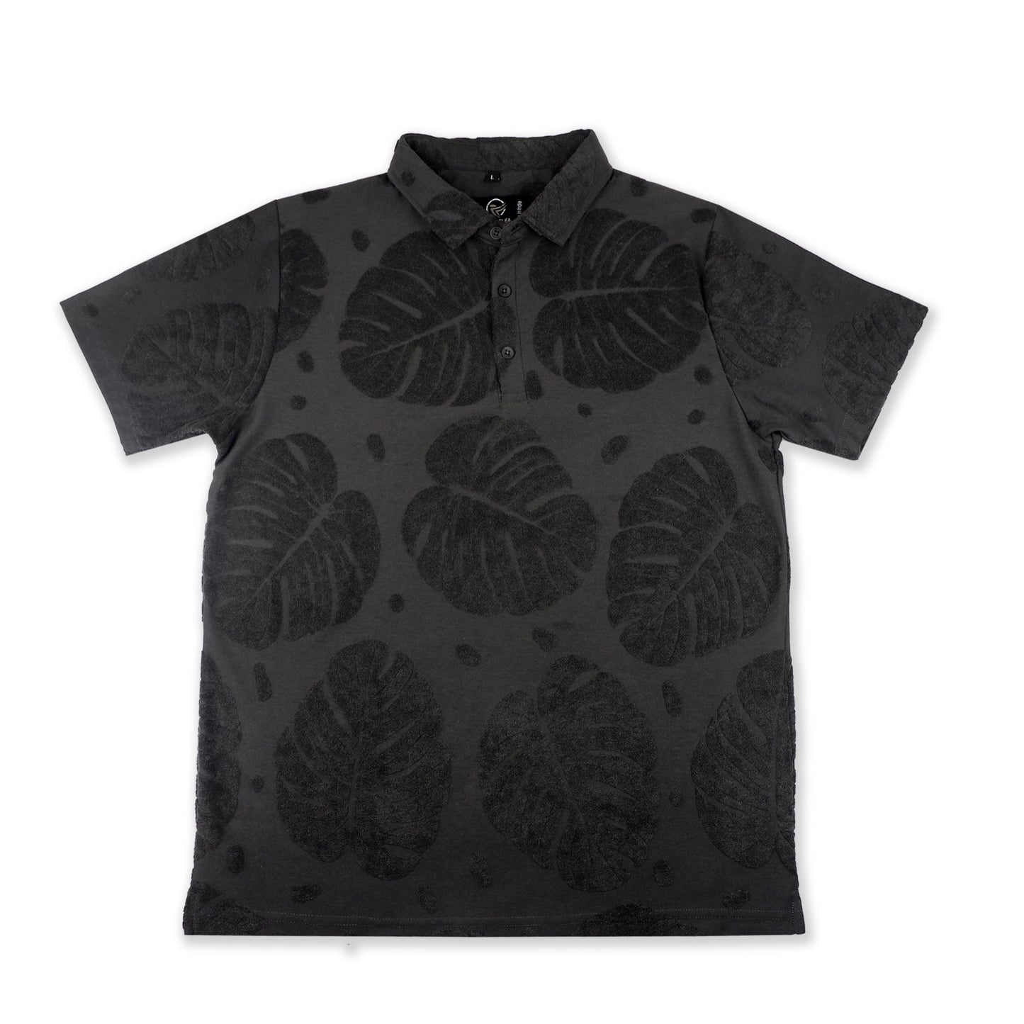 Charcoal  Leaf Pattern Polo