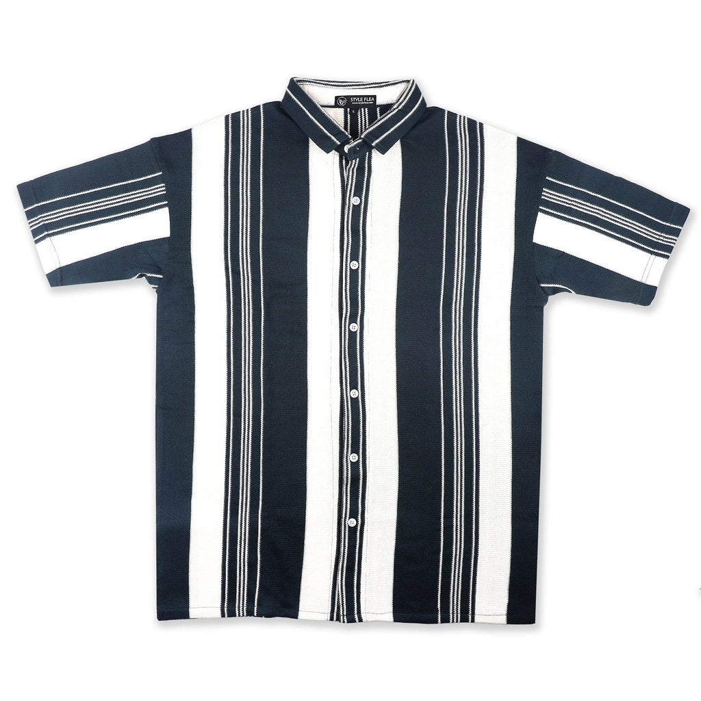 Dark Green Urban Stripe Knit Shirt - styleflea