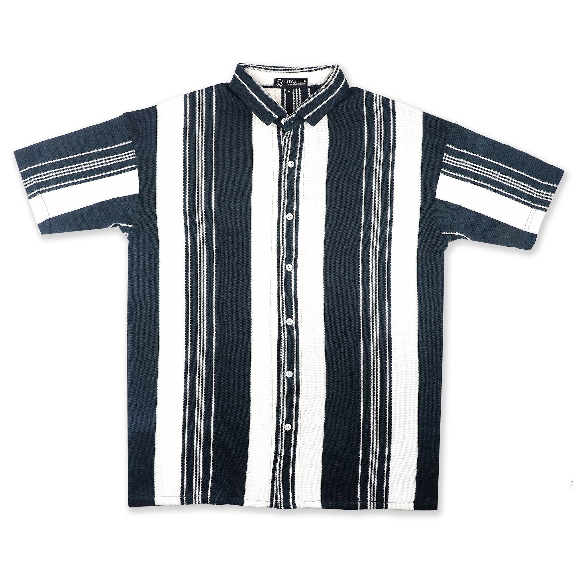 Dark Green Urban Stripe Knit Shirt - styleflea