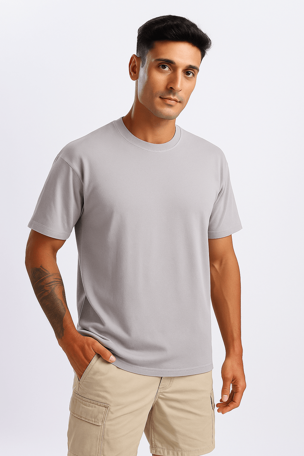 Light Gray Oversized T-Shirt - styleflea