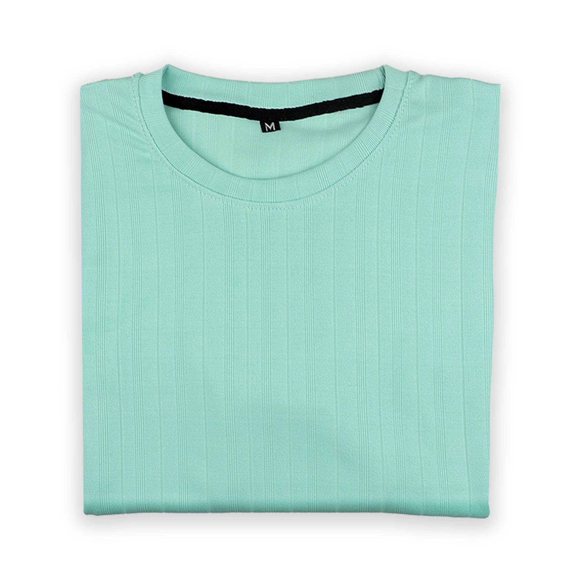 Cyan Ribbed Oversized T-Shirt - styleflea