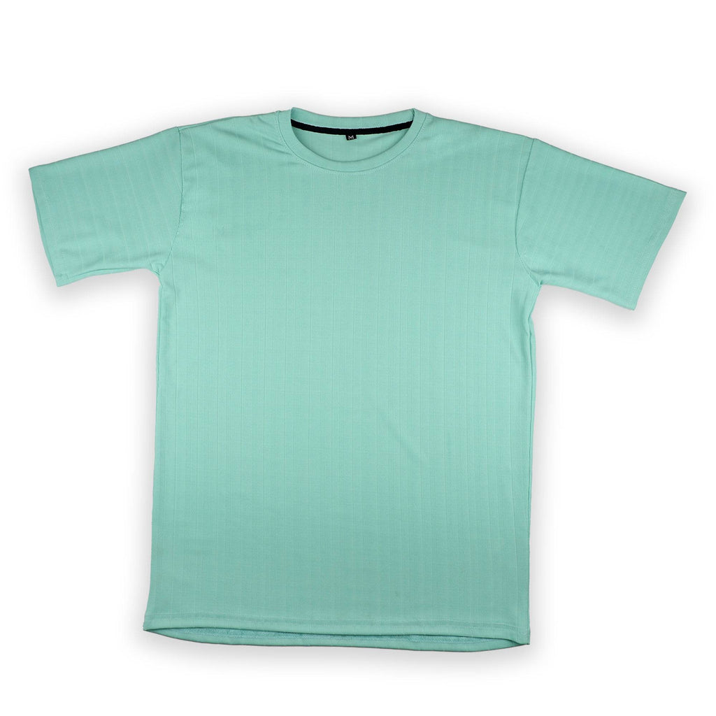 Cyan Ribbed Oversized T-Shirt - styleflea