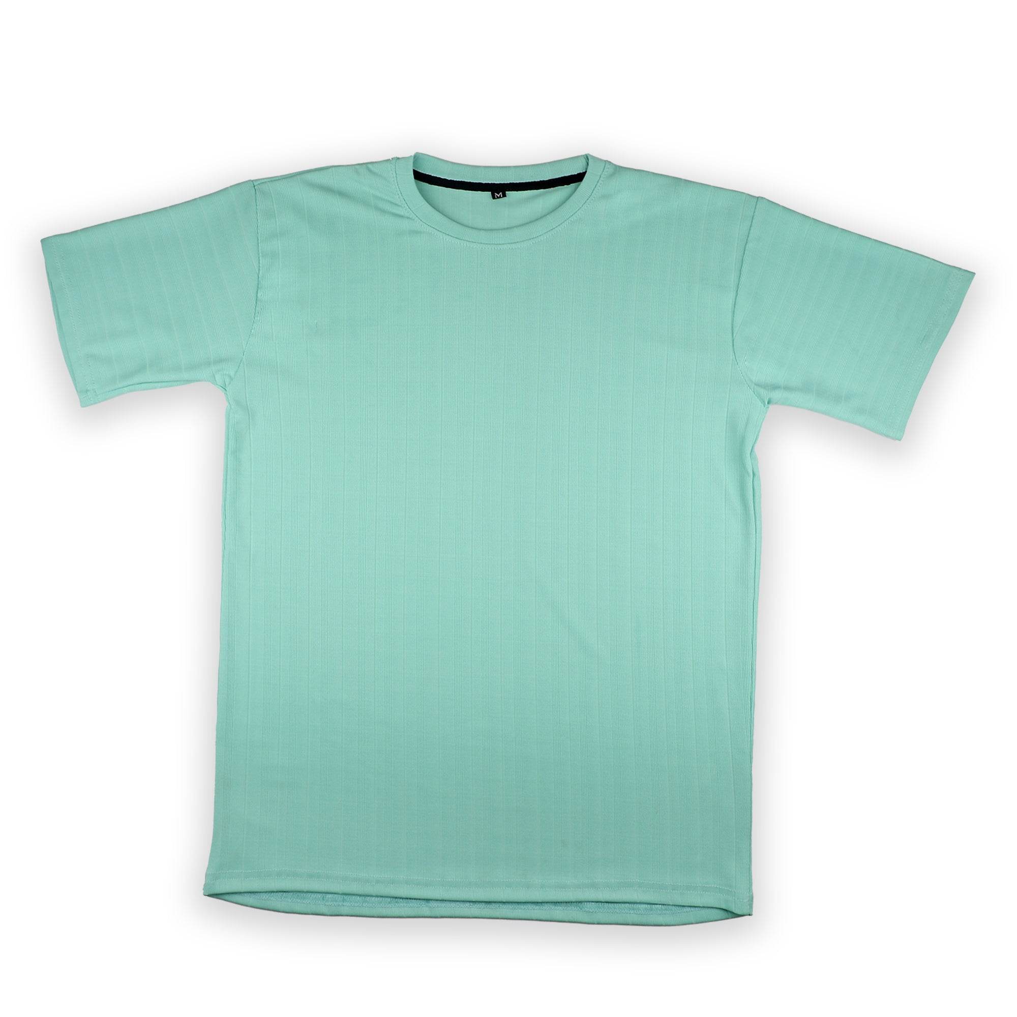 Cyan Ribbed Oversized T-Shirt - styleflea
