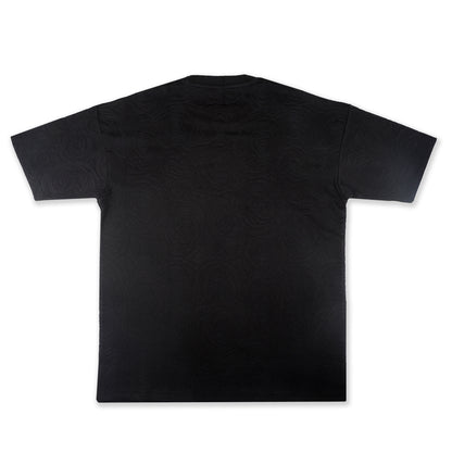 Navy Rose Embossed Drop Shoulder T-Shirt