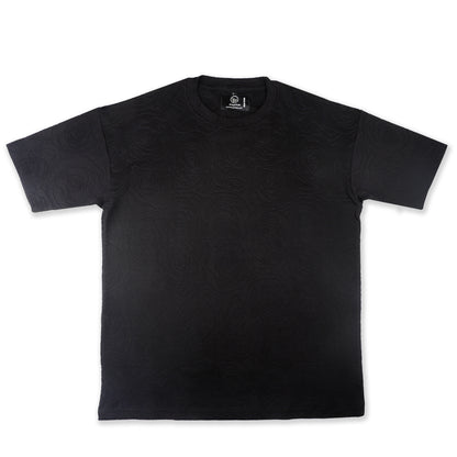 Navy Rose Embossed Drop Shoulder T-Shirt