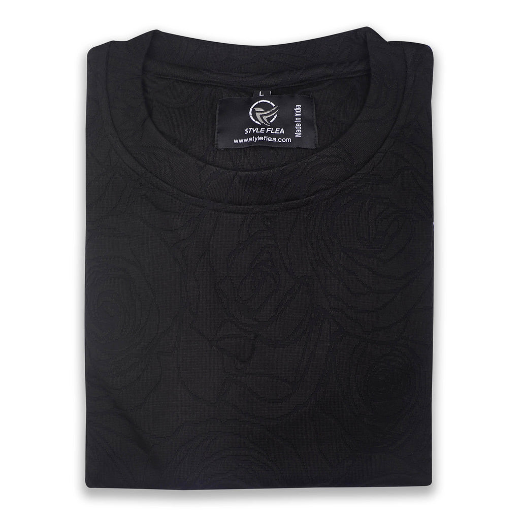 Navy Rose Embossed Oversized T-Shirt - styleflea