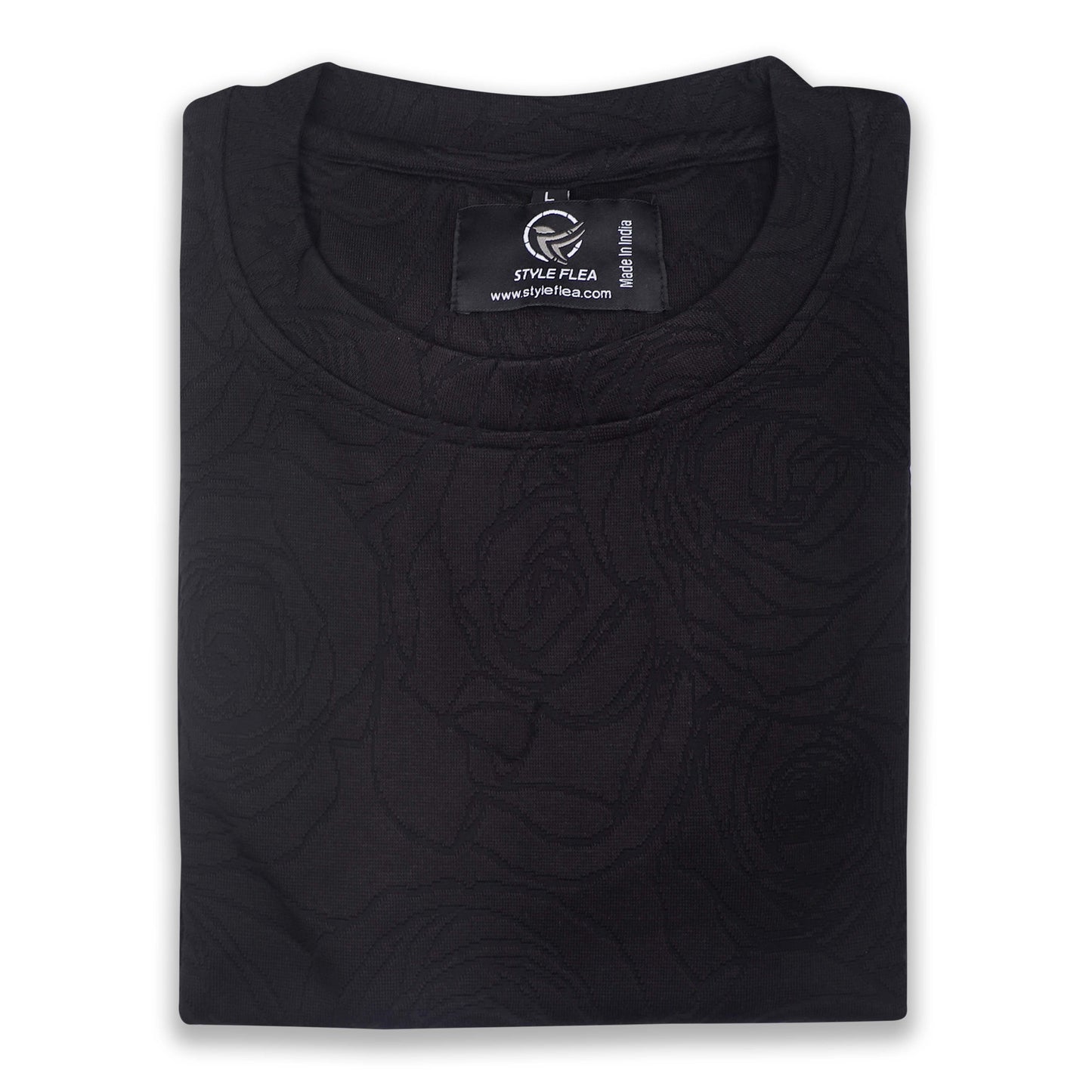 Navy Rose Embossed Drop Shoulder T-Shirt