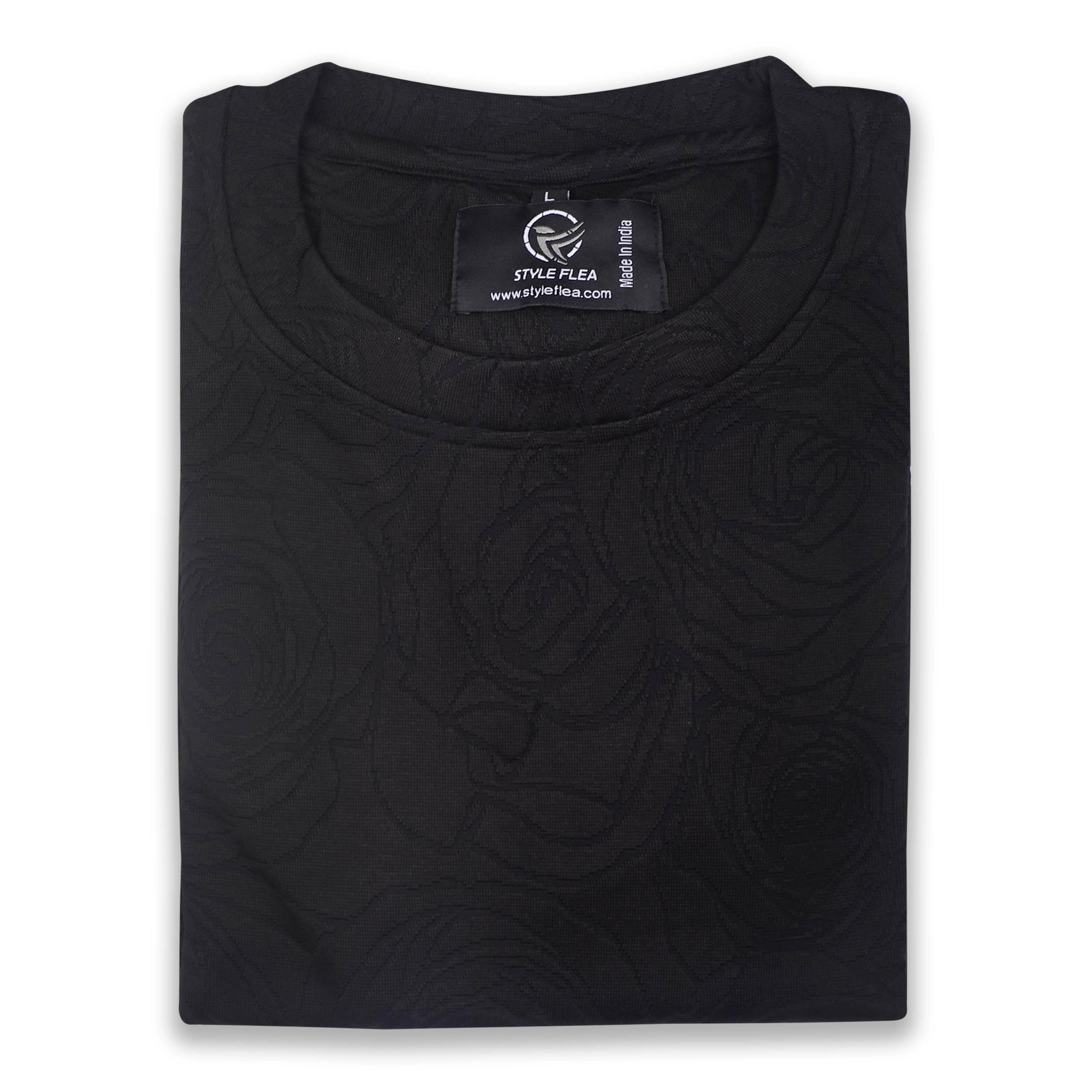 Navy Rose Embossed Oversized T-Shirt - styleflea