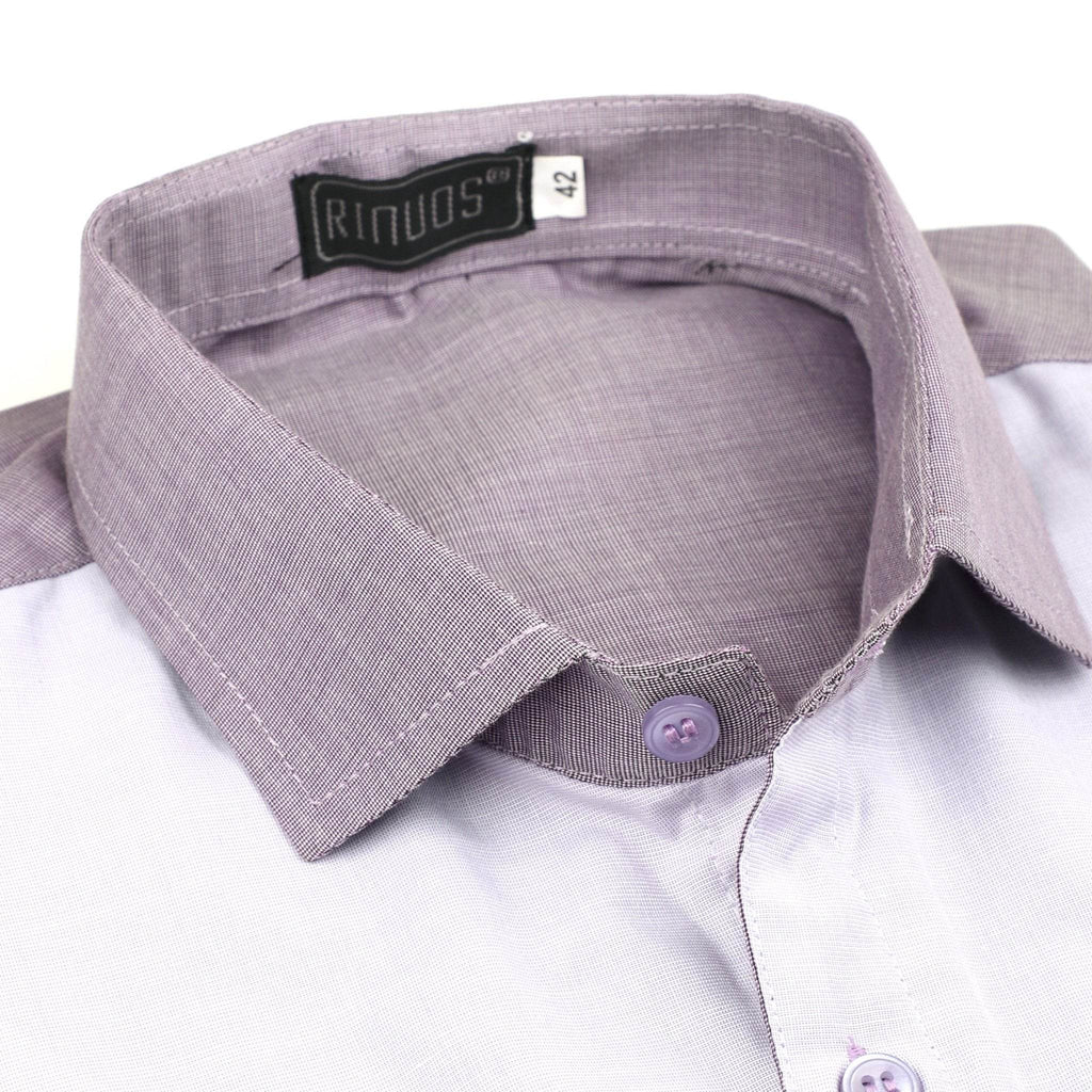 Men's White & Purple Cotton Shirt - styleflea