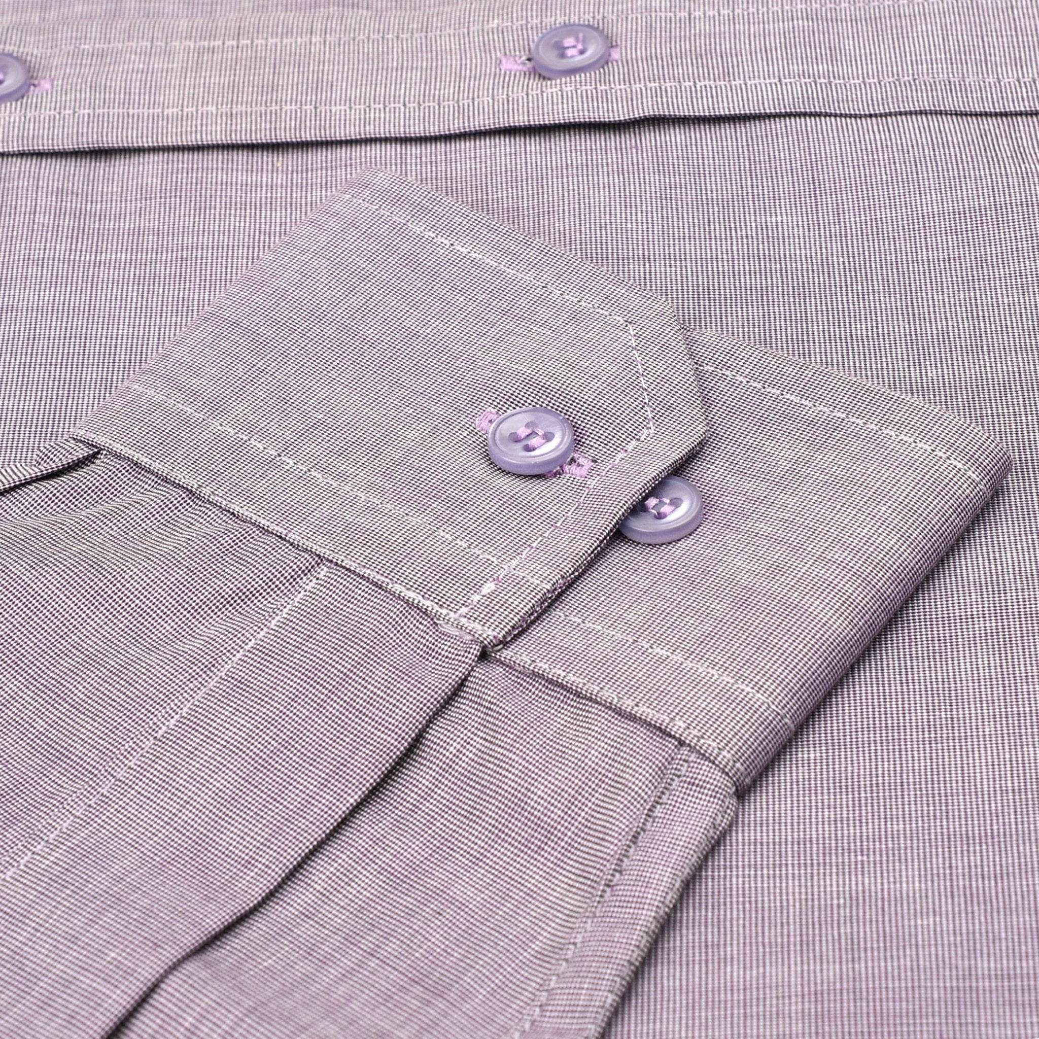 Men's White & Purple Cotton Shirt - styleflea