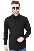 Midnight Black Cotton Shirt - styleflea