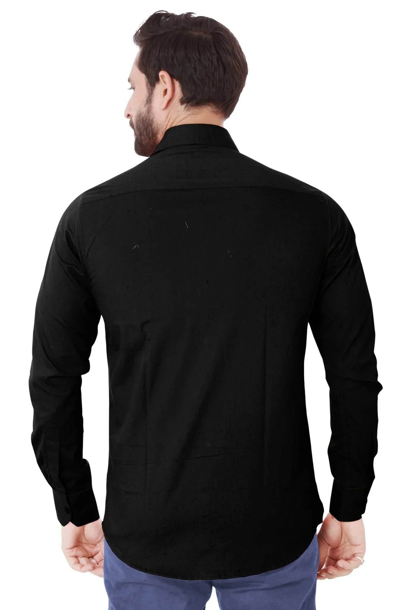 Midnight Black Cotton Shirt - styleflea