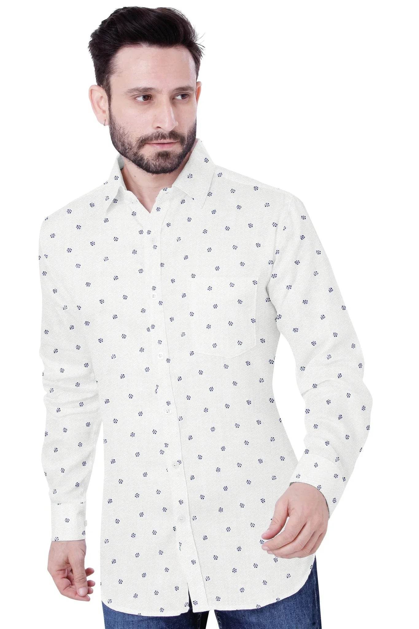 Modern White Print Cotton Shirt - styleflea