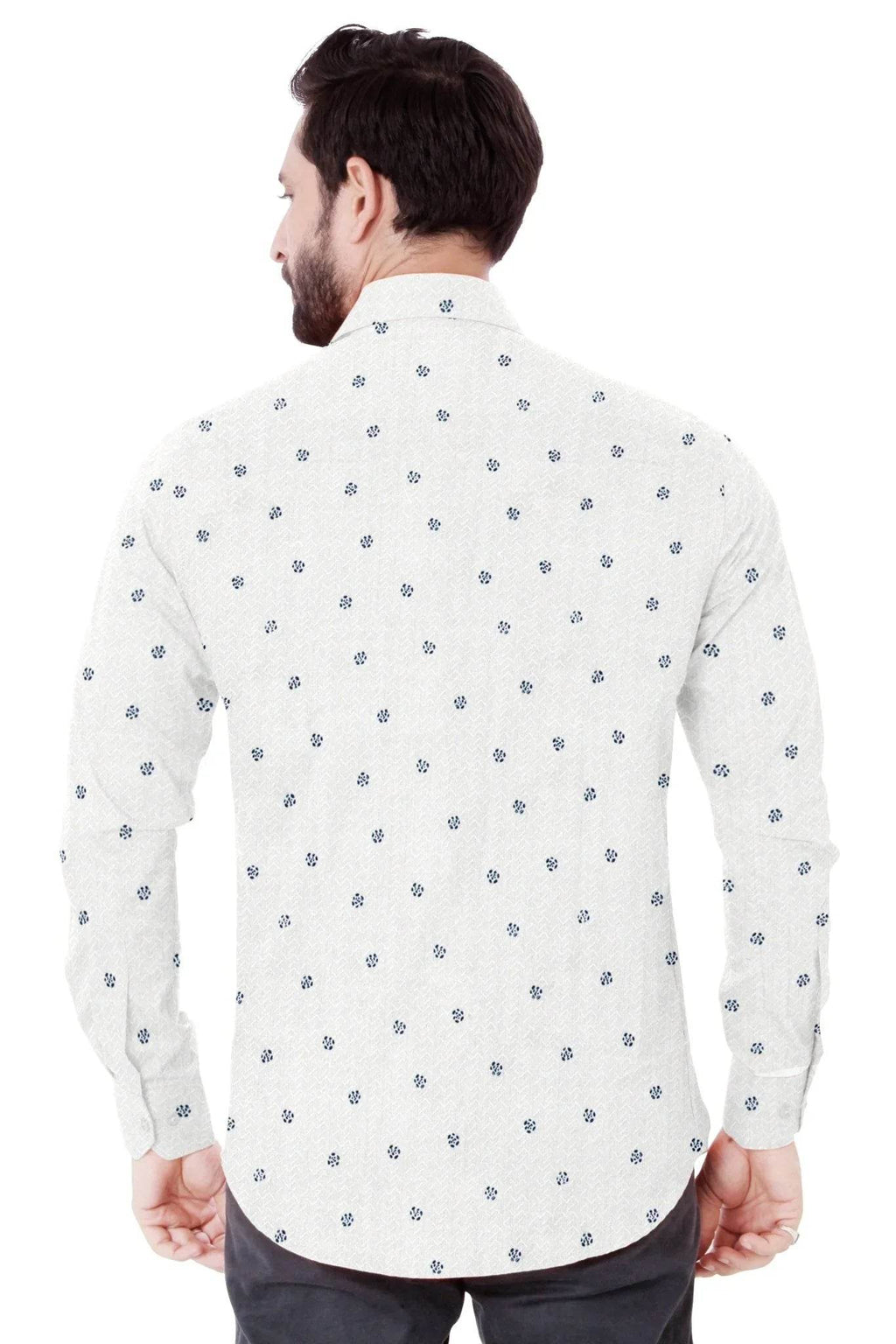 Modern White Print Cotton Shirt - styleflea