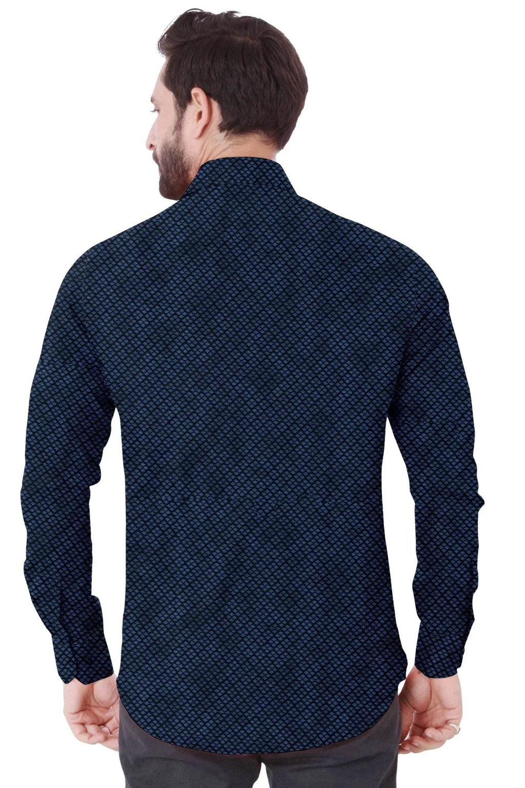 Navy Printed Cotton Shirt - styleflea
