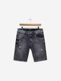 Grey Distressed Slim-Fit Hendrix Shorts - styleflea