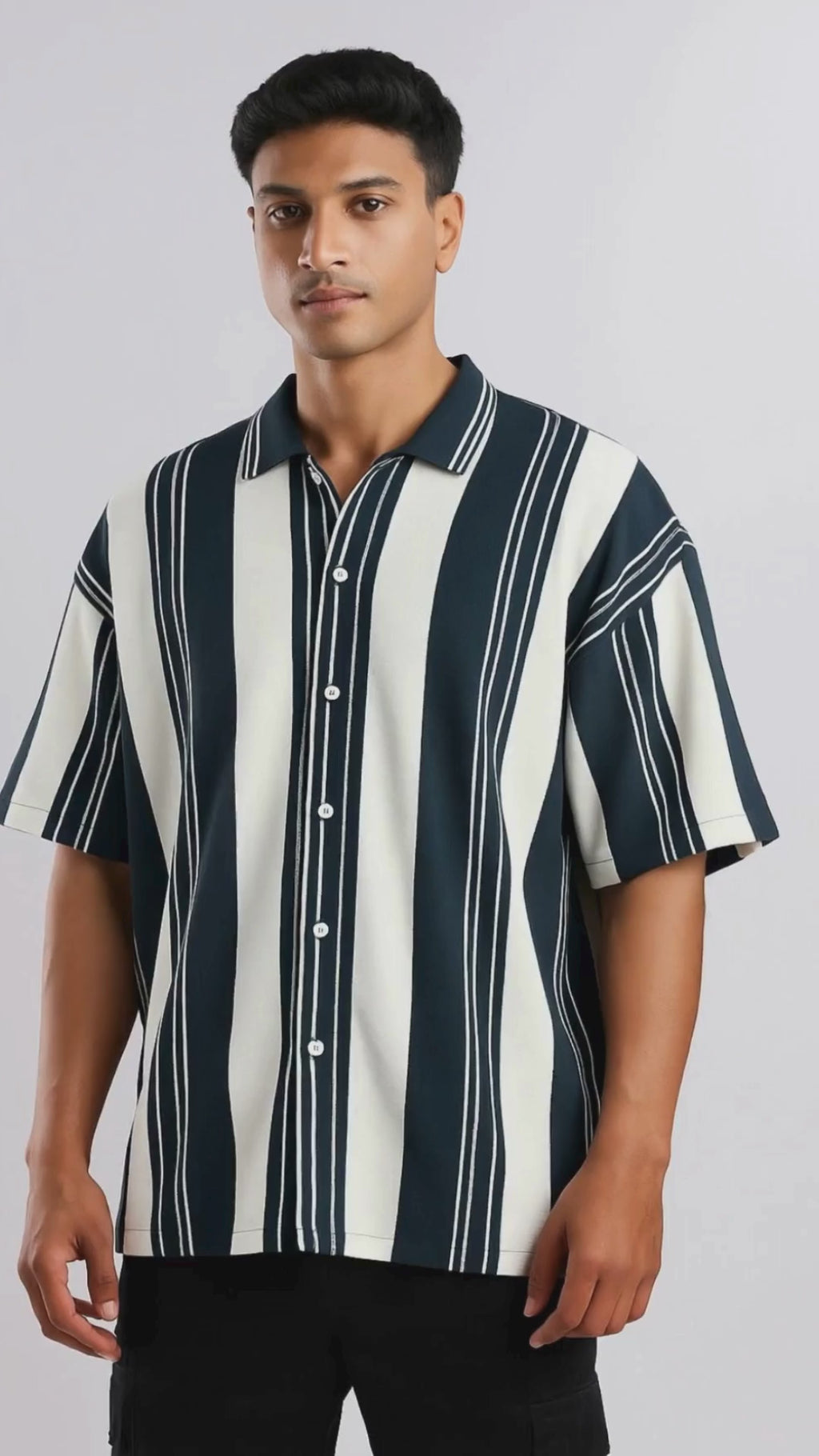 Dark Green Urban Stripe Knit Shirt