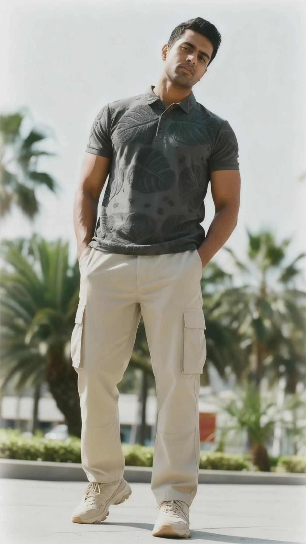 Dark Grey Textured Polo